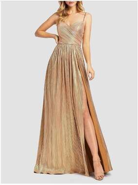 Mac Duggal 26275 METALLIC RUCHED A LINE GOWN Size 4 NEW